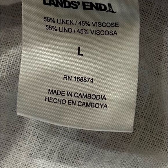 Lands’ End White Linen Blend V Neck Tunic Top Size Large - Picture 7 of 8